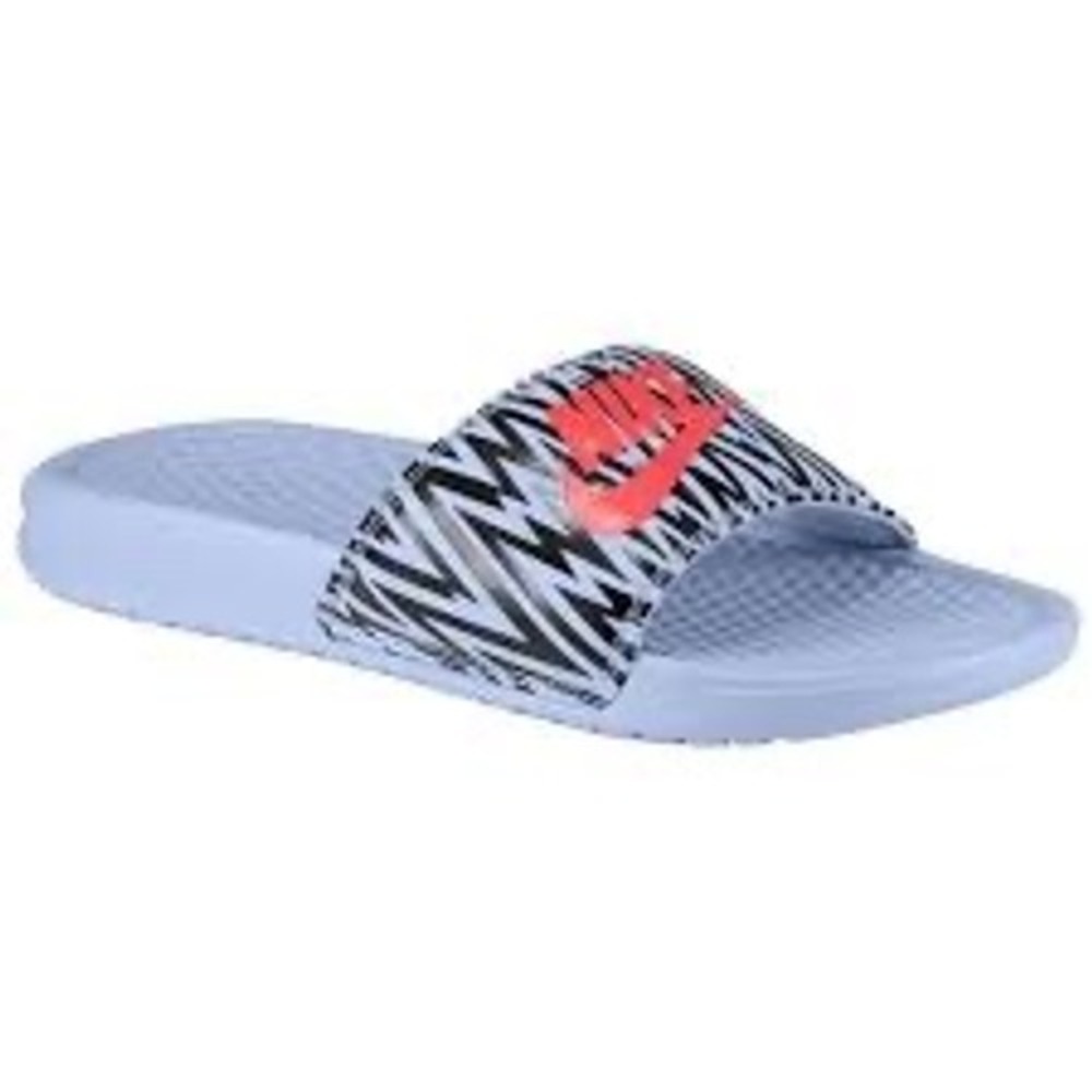 Nike Benassi JDI slides in a purple zigzag design womens size 7 casual summer